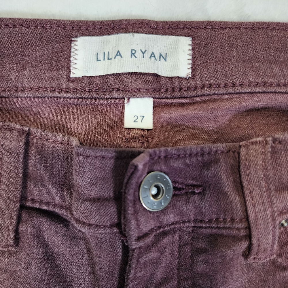 Lila Ryan Burgundy Mid Rise Slim Ankle Jeans Size 27 - Picture 3 of 7